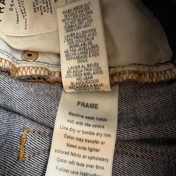 Frame Le High Flare High Rise Raw Released Fray Hem Med Blue Denim Jeans Size 28 - Picture 13 of 14
